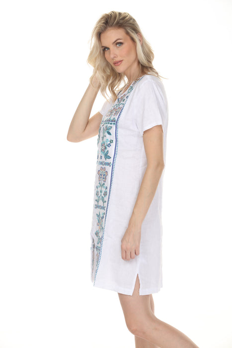 Johnny Was White Boheme Button Front Linen Dress J32226-3