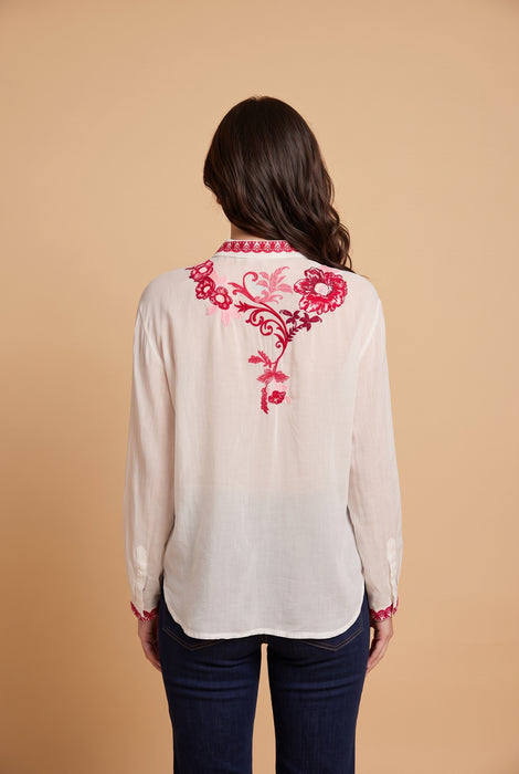 Johnny Was White Button Front Diantha Luisa Shirt C14226-2