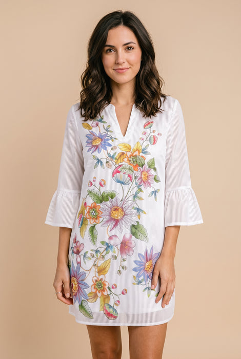 Johnny Was White Orlaya Ruffle Sleeve Dress Slip W31326-3