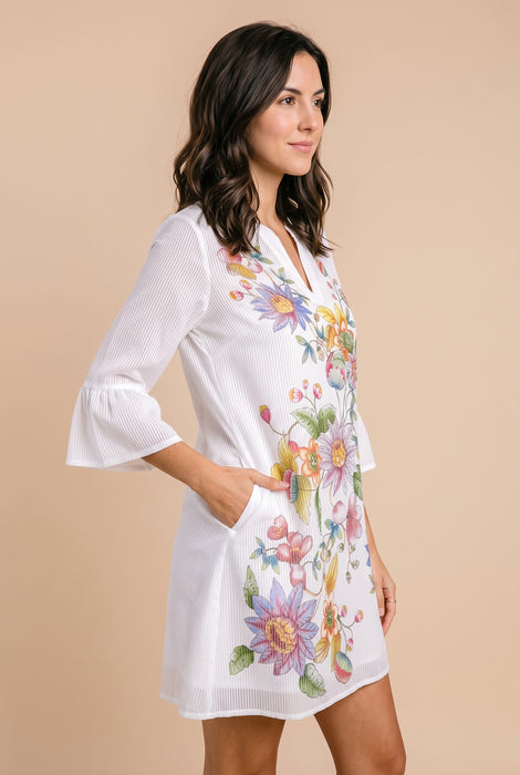 Johnny Was White Orlaya Ruffle Sleeve Dress Slip W31326-3