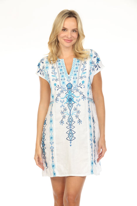 Johnny Was JWLA Taria Paneled V-Neck Linen Dress J31924-4 *