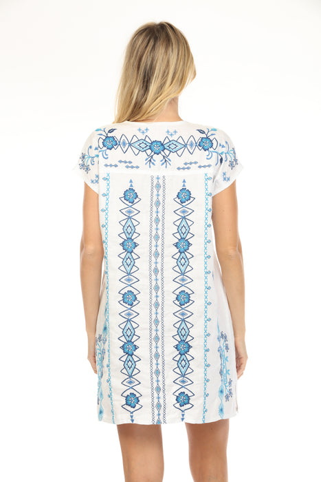 Johnny Was JWLA Taria Paneled V-Neck Linen Dress J31924-4 *