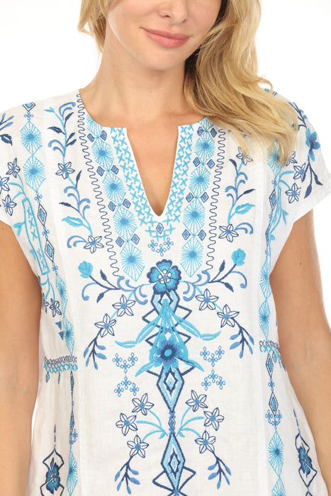 Johnny Was JWLA Taria Paneled V-Neck Linen Dress J31924-4 *