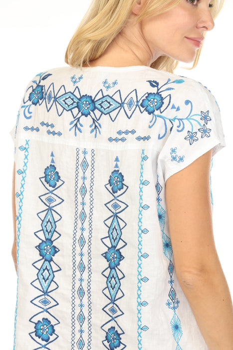 Johnny Was JWLA Taria Paneled V-Neck Linen Dress J31924-4 *