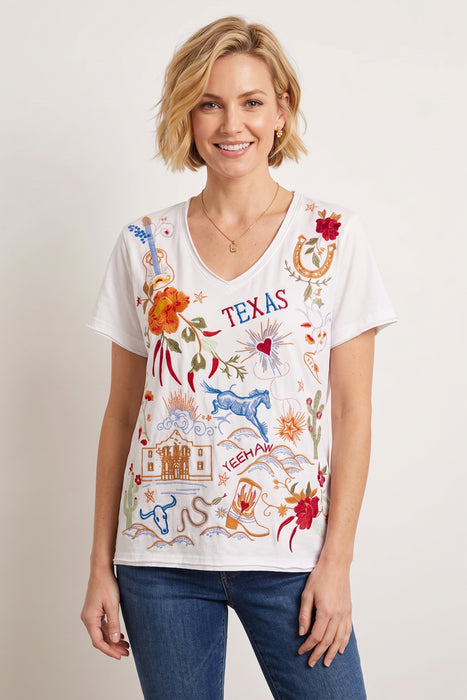 Johnny Was White Texas Everyday Tee R16325-R