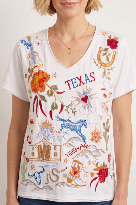 Johnny Was White Texas Everyday Tee R16325-R