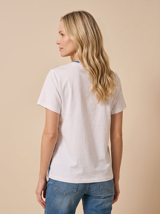 Johnny Was White Vallora Mixed Media Short Sleeve T-Shirt W10126-2