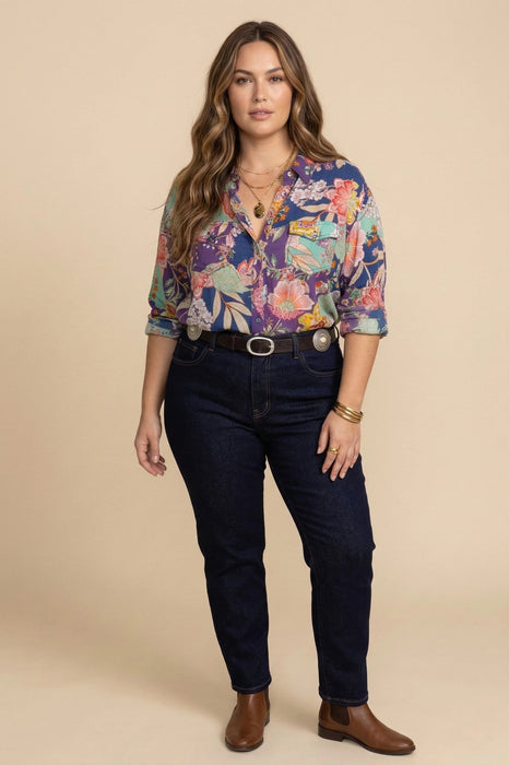Johnny Was Womens Vivienne Leya Button Up Shirt C11524A Plus Size