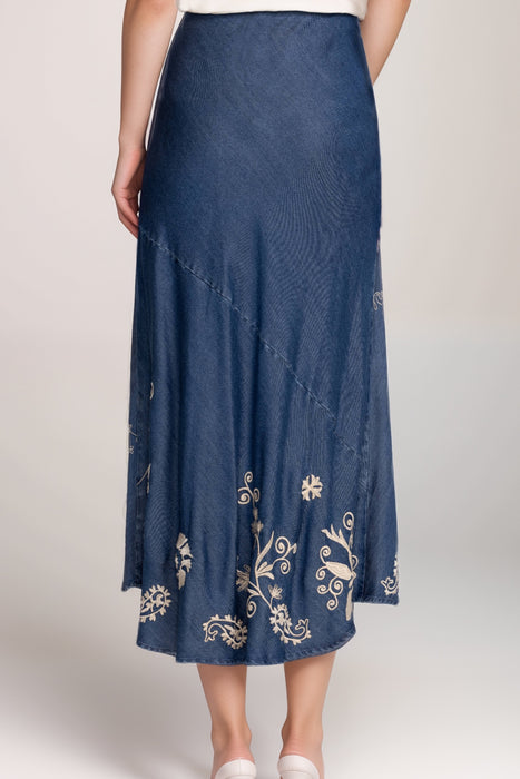 Johnny Was Workshop Denim Blue Allison Bias Maxi Skirt W72624-E