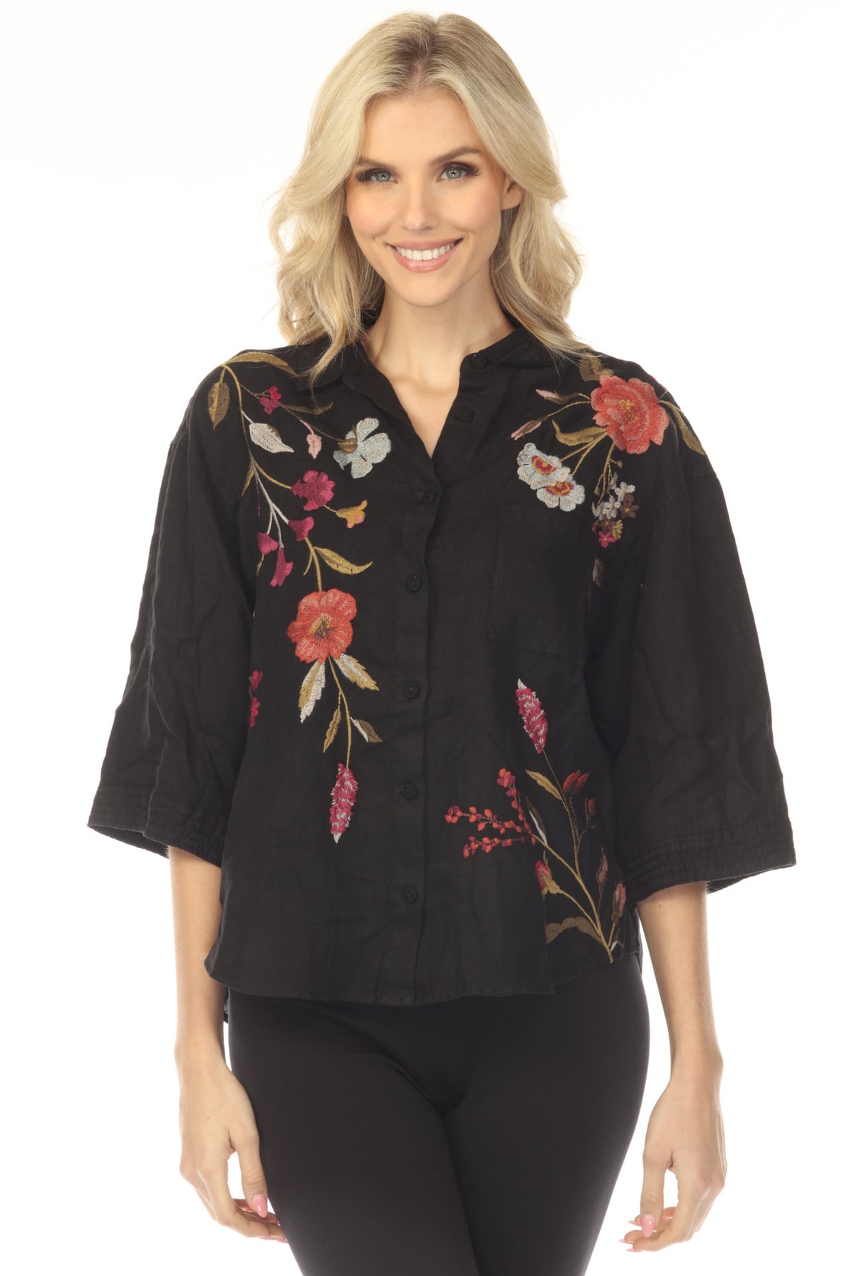 VIPjapan様　quui 2way gather blouse【black】 Buy Johnny Was Black Button-Down Linen Blouse W11115 — AfterRetail