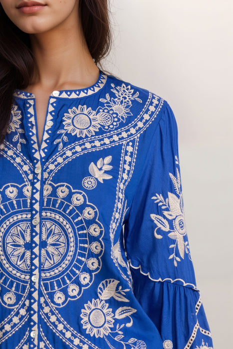 Johnny Was Workshop Brynlee Scallop Sleeve Blouse W10425-5 *