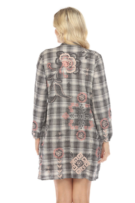 Johnny Was Workshop Plaid Button Yoke Field Dress Boho Chic W38324