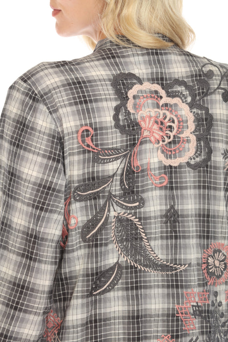 Johnny Was Workshop Plaid Button Yoke Field Dress Boho Chic W38324