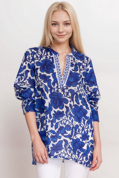 Johnny Was Workshop Style W20324-4 Camilla Henley Voyager Tunic Top