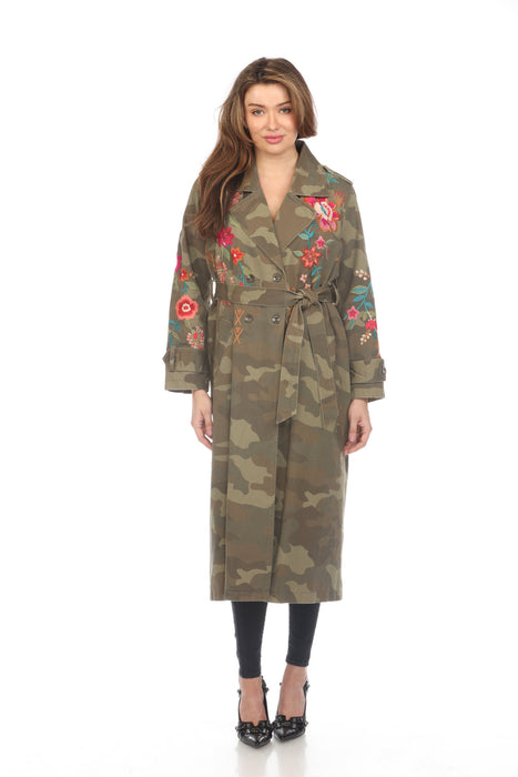 Johnny Was Workshop Style W47224 Camouflage Nylah Trench Coat Boho Chic