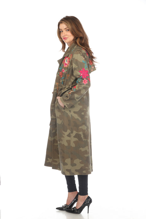 Johnny Was Workshop Camouflage Nylah Trench Coat Boho Chic W47224