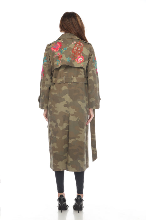 Johnny Was Workshop Camouflage Nylah Trench Coat Boho Chic W47224