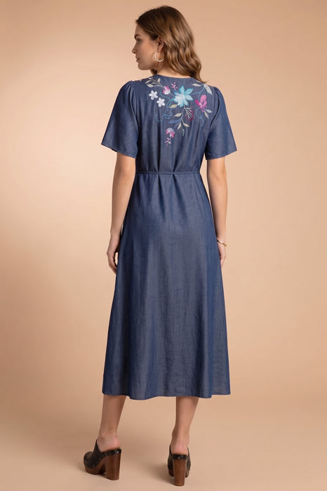 Johnny Was Workshop Denim Blue Nico Wrap Dress W35922-E