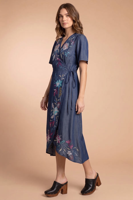 Johnny Was Workshop Denim Blue Nico Wrap Dress W35922-E