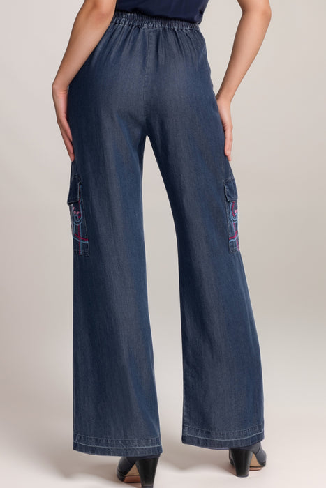 Johnny Was Workshop Denim Blue Dita Cargo Pants W63425-1