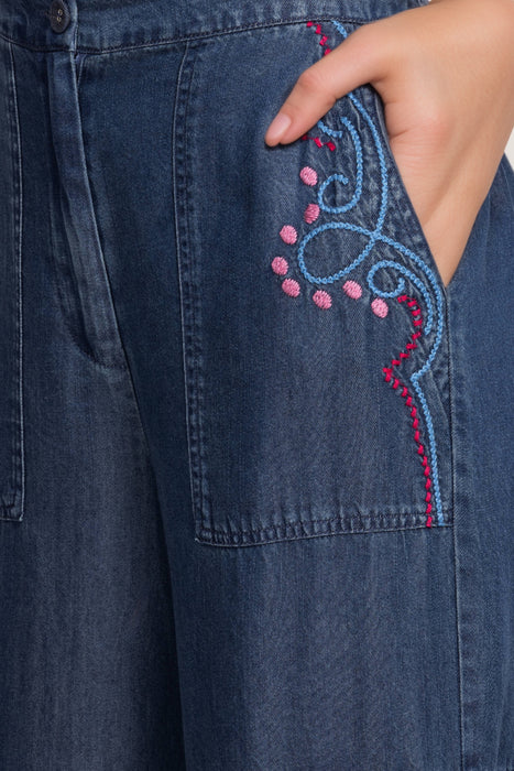 Johnny Was Workshop Denim Blue Dita Cargo Pants W63425-1