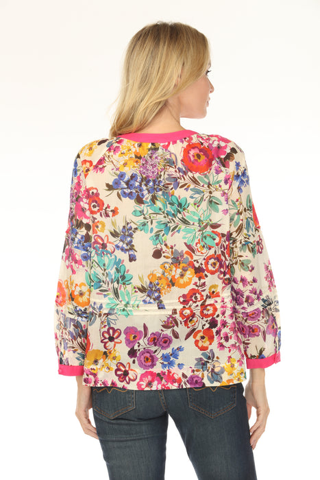 Johnny Was Workshop Evalon Raglan Pintuck Blouse W18325-3