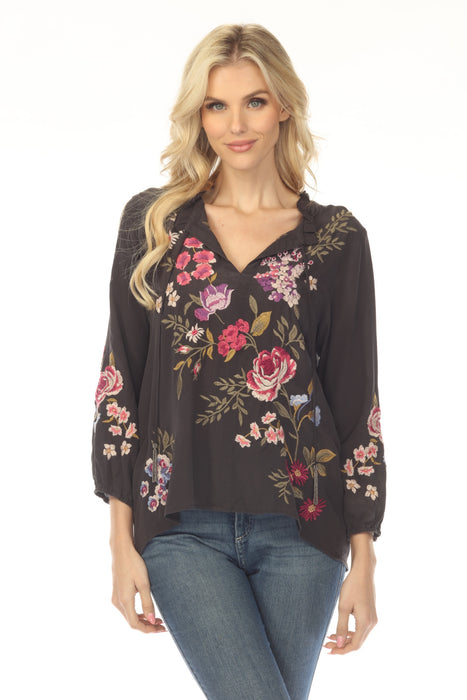 Johnny Was Workshop Floral Embroidered Blouse W30325-1