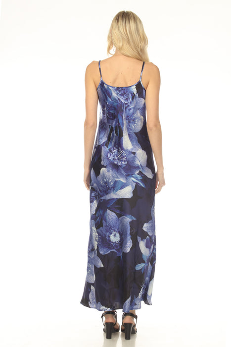 Johnny Was Workshop Blue Floral Silk Maxi Slip Dress W37724-9