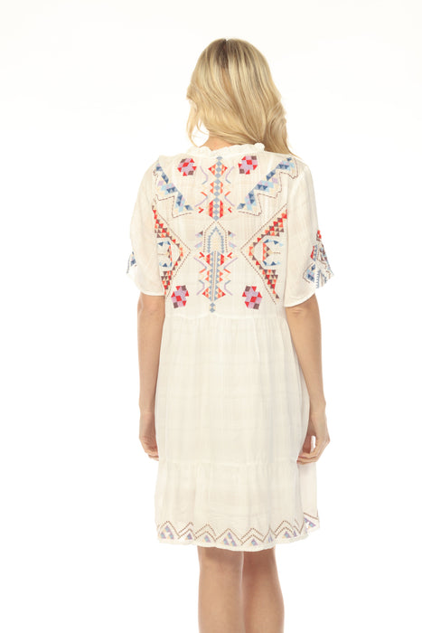 Johnny Was Workshop Flutter Sleeve Tiered Dress W33525-3