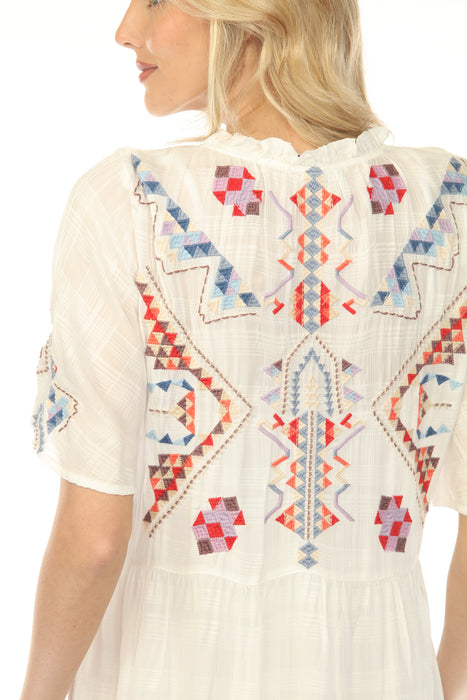 Johnny Was Workshop Flutter Sleeve Tiered Dress W33525-3