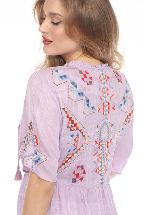 Johnny Was Workshop Lilac Flutter Sleeve Tiered Dress W33625-3