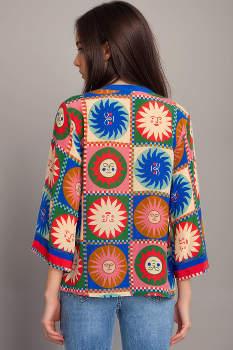 Johnny Was Workshop Front Tie Villa Silk Blouse W15825-R