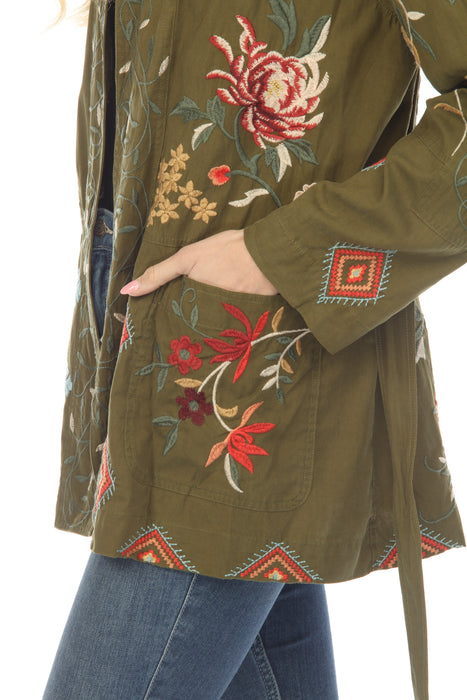 Johnny Was Workshop Helena Belted Military Jacket W40425-7