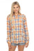 Johnny Was Workshop Style W25223 Harlow Plaid Embroidered Oversized Shirt Tunic Top Boho Chic