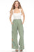 Johnny Was Workshop Style W63525-2 Hedge Green Drawstring Hem Linen Cargo Pants