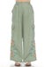 Johnny Was Workshop Style W63525-2 Hedge Green Drawstring Hem Linen Cargo Pants
