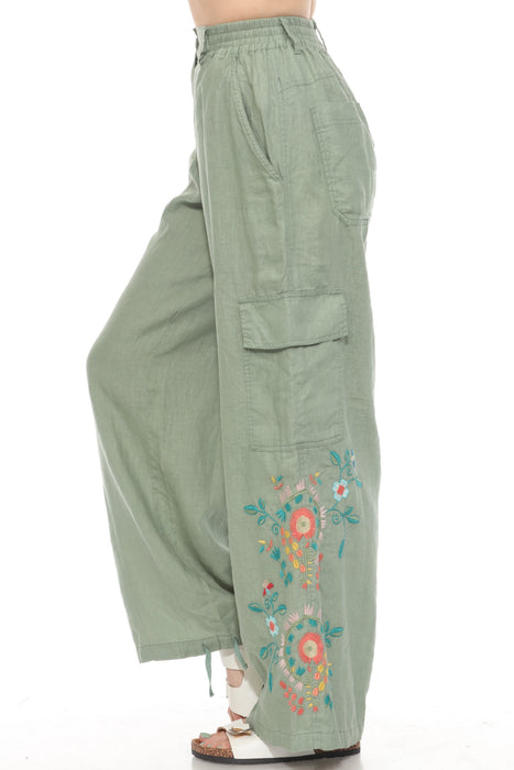 Johnny Was Workshop Drawstring Hem Linen Cargo Pants W63525-2