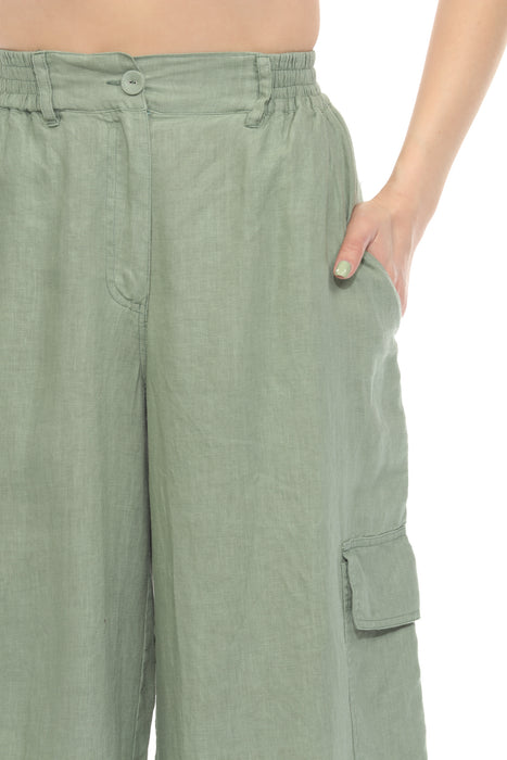 Johnny Was Workshop Drawstring Hem Linen Cargo Pants W63525-2