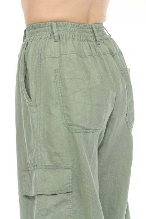 Johnny Was Workshop Drawstring Hem Linen Cargo Pants W63525-2