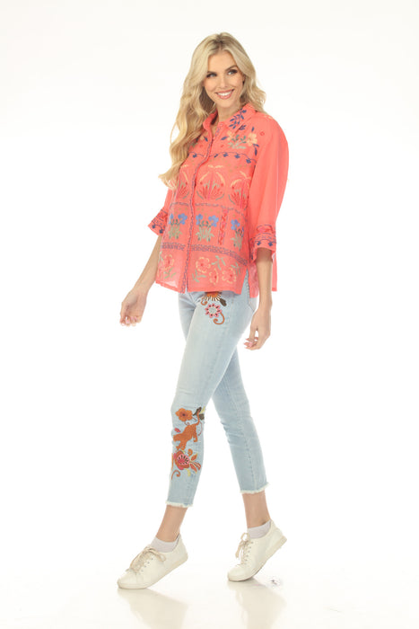 Johnny Was Workshop Isla Kimono Sleeve Shirt W10325-3