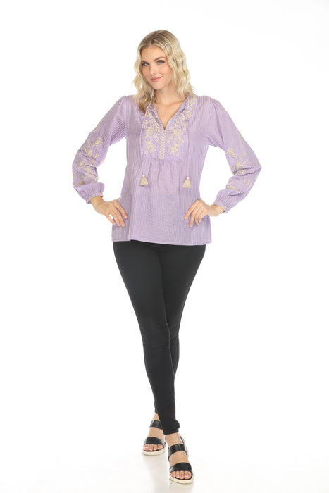 Johnny Was Workshop Kensie Stripe Prairie Blouse W17024-E