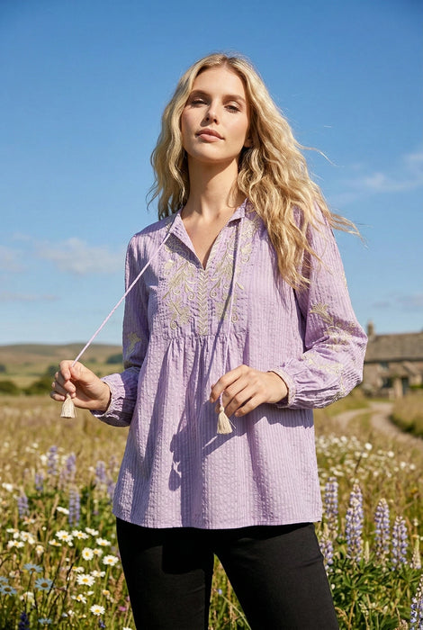 Johnny Was Workshop Kensie Stripe Prairie Blouse W17024-E