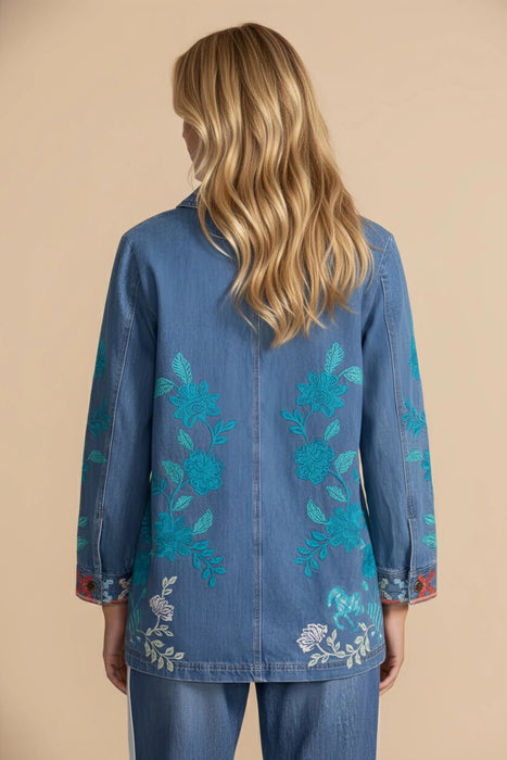 Johnny Was Workshop Long Denim Worker Jacket W49825-5P Petite