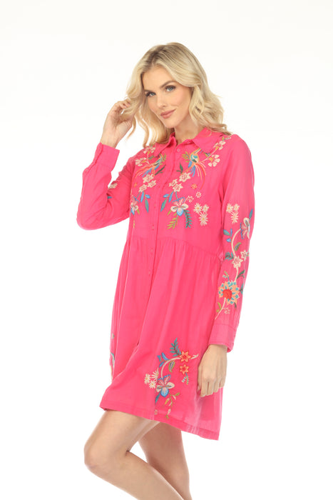 Johnny Was Workshop Pink Malaya Piping Shirt Dress W31224-E
