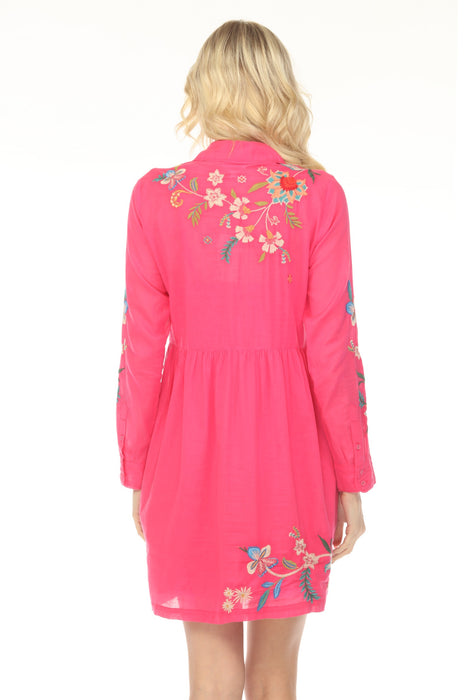 Johnny Was Workshop Pink Malaya Piping Shirt Dress W31224-E