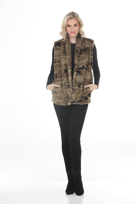 Johnny Was Workshop Camouflage Faux Fur Vest W41425-E