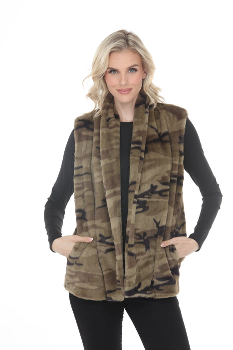 Johnny Was Workshop Camouflage Faux Fur Vest W41425-E