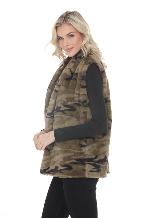 Johnny Was Workshop Camouflage Faux Fur Vest W41425-E