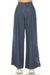 Denim blue wide leg pants with high waist and floral embroidery from Johnny Was