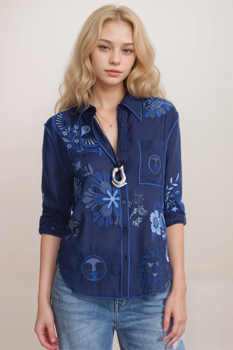 Johnny Was Workshop Valheha Pocket Relaxed Shirt W18225-2